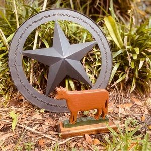 Hand carved wooden cow figure